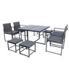 YOOCOZZ 9-Piece Outdoor Rattan Dining Set with Stools, Chairs and Glass Tabletop - Grey - 3 of 4