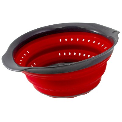 Squish 4qt Collapsible Colander Red/Gray