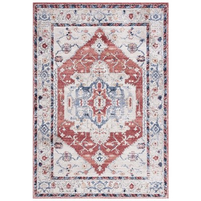 Ivory and Rust Synthetic Rectangular Area Rug, 5'3" x 7'6"