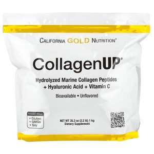 California Gold Nutrition CollagenUP®, Hydrolyzed Marine Collagen Peptides with Hyaluronic Acid and Vitamin C, Unflavored, 2.2 lb (1 kg) - 1 of 4
