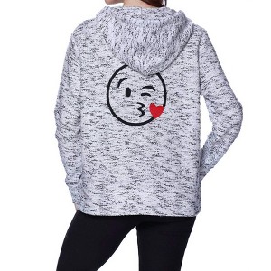 Women's Kiss Emoji Hooded Cardigan - french kyss - 1 of 4