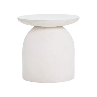 TOV Furniture Aloe Indoor / Outdoor Concrete Round Side Table in White