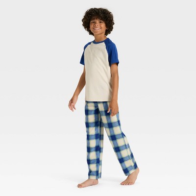 Boys' Short Sleeve T-Shirt and Plaid Fleece Pants Pajama Set - Cat & Jack™
