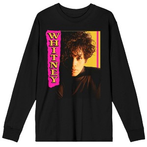 Whitney Houston Name Stripe Crew Neck Long Sleeve Men's Black Tee - 1 of 3