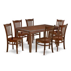 HomeStock 7-Piece Rectangle Mahogany Finish Solid Wood Top Dining Table with 6-Chairs - 1 of 4