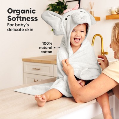 Ella Gray Organic Cotton Hooded Baby Towel Set