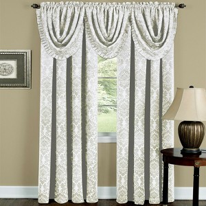 Kate Aurora 5 Pc. Damask Thermal Blackout Rod Pocket Window Curtains & Valances Set - 1 of 3