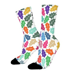 Leaf Pattern Women Printed Crew Socks Funny Funky Socks Soft Polyester Novelty Gifts for Artists Men - 1 of 1