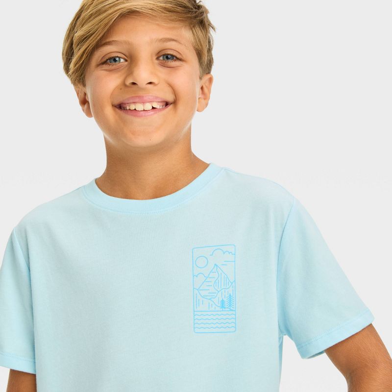 Boys' Short Sleeve Mountain Graphic T-Shirt - Cat & Jack™ Light Blue, 3 of 5