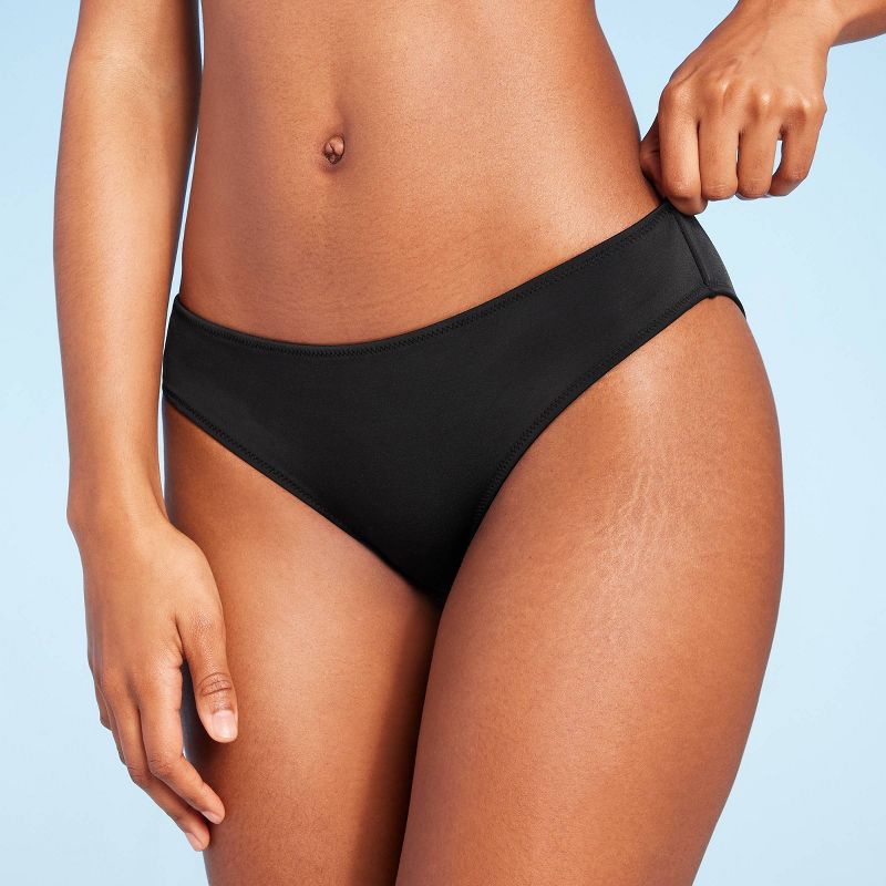 Women's Medium Coverage Hipster Bikini Bottom - Shade & Shore™ Black, 1 of 11
