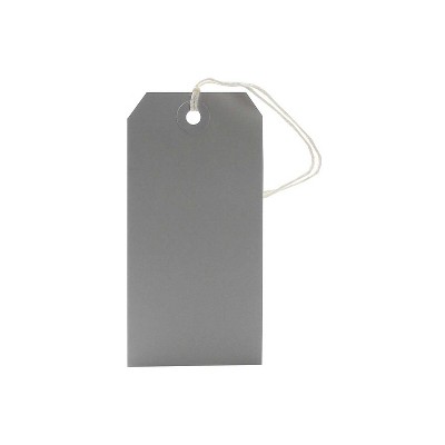JAM Paper Gift Tags with String Medium 4 3/4 x 2 3/8 Grey 10/Pack 91927644