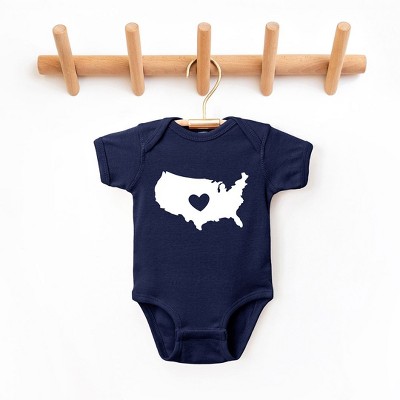 The Juniper Shop USA Heart Outline Baby Bodysuit