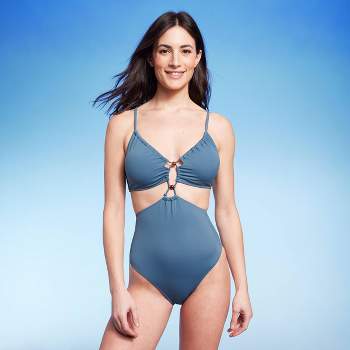Women's Tie-front Plunge One Piece Swimsuit - Shade & Shore™ : Target