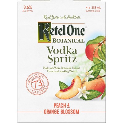 Ketel One Botanical Peach Orange Blossom Vodka Spritz - 4pk355ml Cans Target