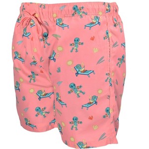 Split Coast Men's 6" Compression Liner Volley Bathing Suit | Pink Aliens - 1 of 4