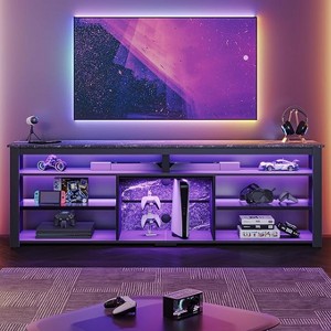 Bestier 70" Gaming Entertainment Center for TV up to 75" LED TV Stand for PS5 Tall TV Console with Shelves - 1 of 4