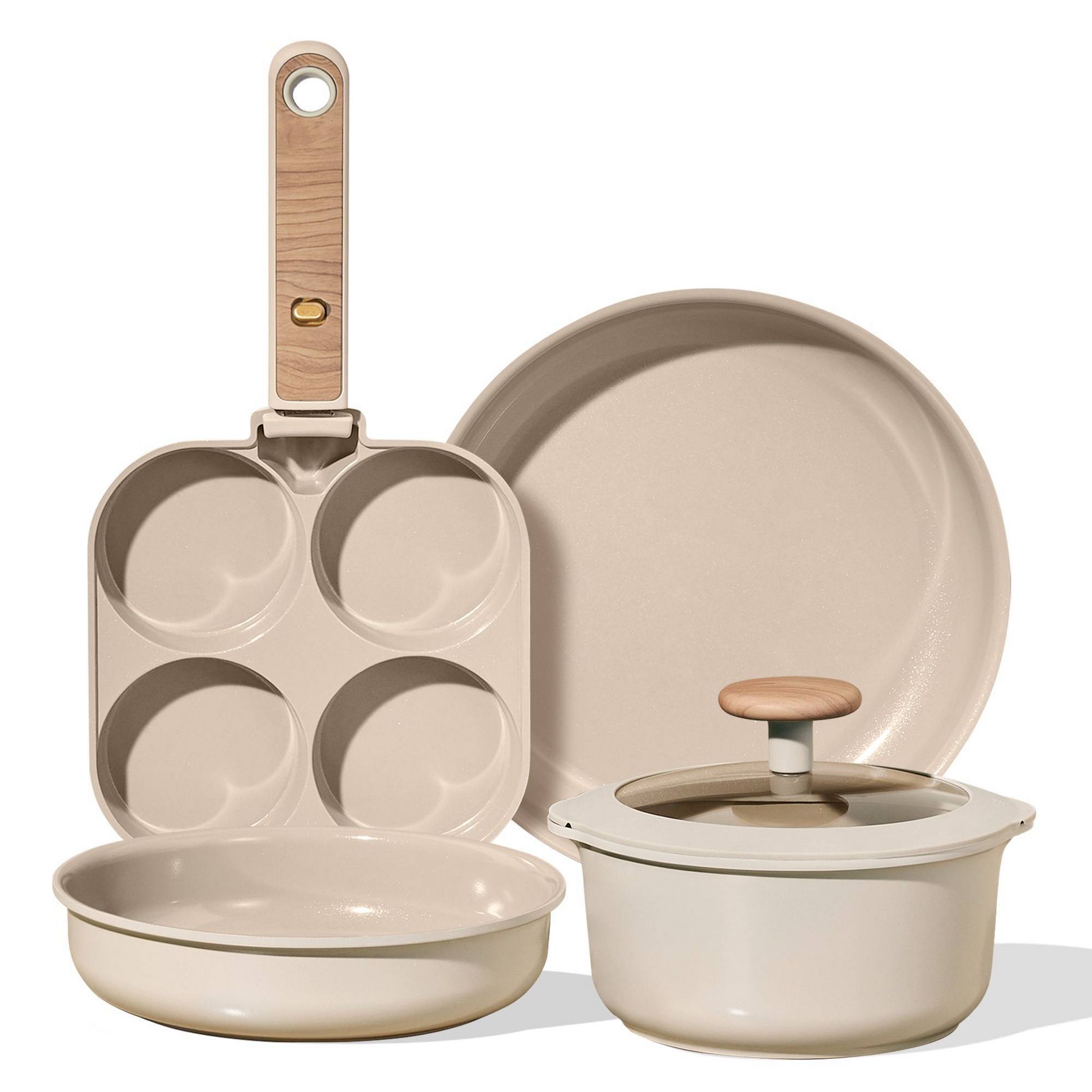 Carote 6pc Ceramic Nonstick Detachable Cookware Set Taupe