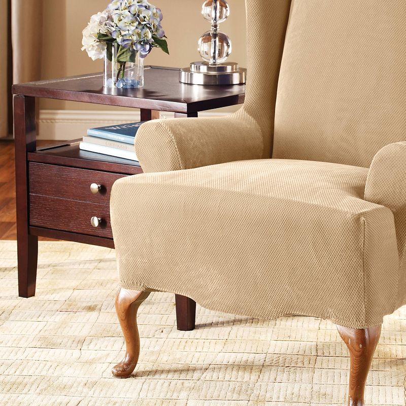 Stretch Pique Chair Slipcover Cream - Sure Fit, 2 of 5