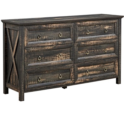 NicBex Farmhouse Bedroom Dressers with Drawers,Chest of Drawers for Bedroom,Wooden Dresser with Retro Handle Ring