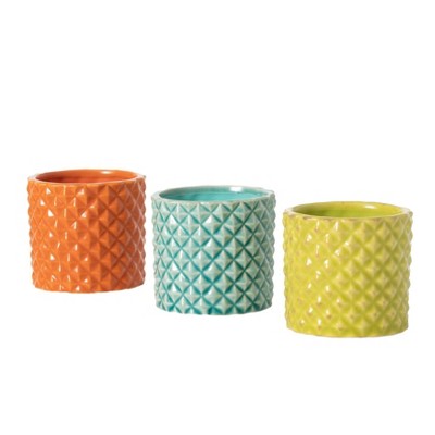 Sullivans Set of 3 Small Ceramic Planters 3"H Multicolored