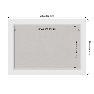 Blanco White Framed Grey Cork Bulletin Board, 28 x 20 Inches