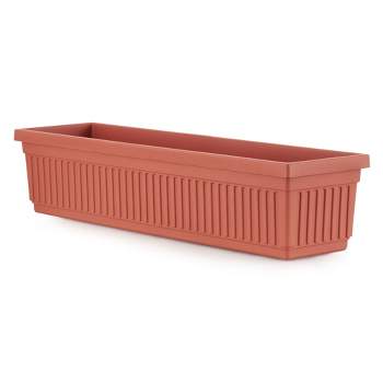HC Companies 30-Inch Fluted Plastic Venetian Flower Box for Flowers, Vegetables, or Succulents