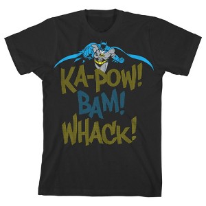 Batman Ka-pow Bam Whack Boy's Black T-shirt Toddler Boy to Youth Boy - 1 of 3