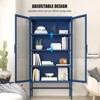 Storage Cabinet with Glass Doors, Metal Display Cabinet with Adjustable Shelves, Freestanding Kitchen Cupboard Accent Furniture - 2 of 4