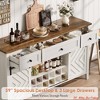 47.2'' /59''Farmhouse Buffet Cabinet w/ Sliding Barn Door, 33.4'' Tall Rustic Sideboard w/ 3 Drawer, Adjustable Shelf and Removable Wine Rack - 3 of 4