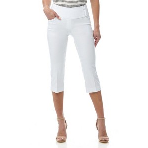 Rekucci Women’s Pull-On Comfort Capri Pants with Back Lacing Detail & Pockets – Mid-Rise Stretch Capris - 1 of 4