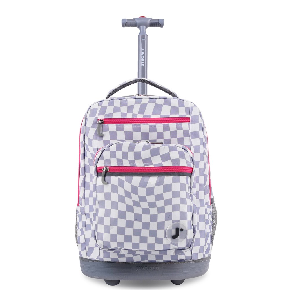 Photos - Backpack JWorld Sundance 20" Laptop Rolling  - Lavender Checkers