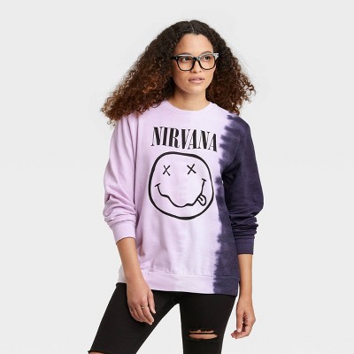 Women's Nirvana Graphic Sweatshirt - Purple Tie-Dye XS