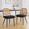 Bekrvio Rattan Dining Chairs Set of 2 - Mid Century Modern Boucle Upholstered Cane Back Side Chairs with Metal Legs for Kitchen - 2 of 4