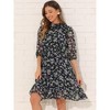 INSPIRE CHIC Women's Floral A-Line Casual Mock Neck Fit and Flare Chiffon Dress - 4 of 4