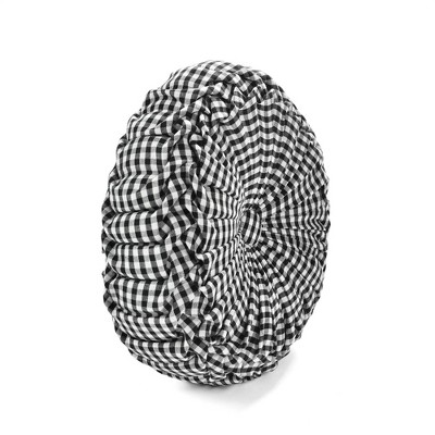 14" Black and Off-White Gingham Check Round Throw Pillow