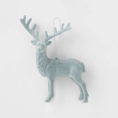 Flocked Deer Christmas Tree Ornament Light Blue - Wondershop™