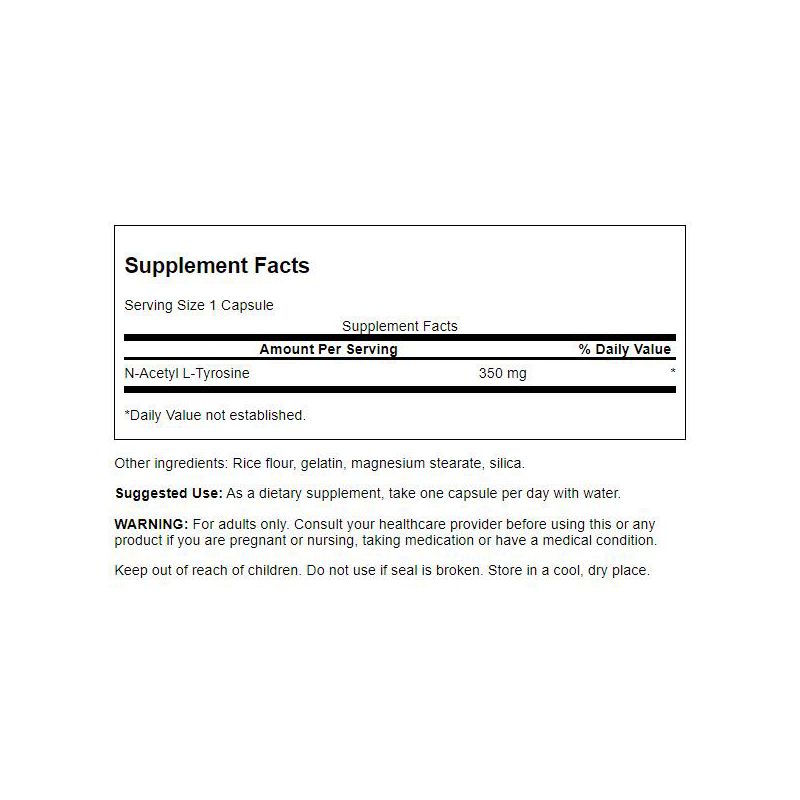 Swanson Dietary Supplements N-Acetyl L-Tyrosine 350 mg 60 Caps, 3 of 4