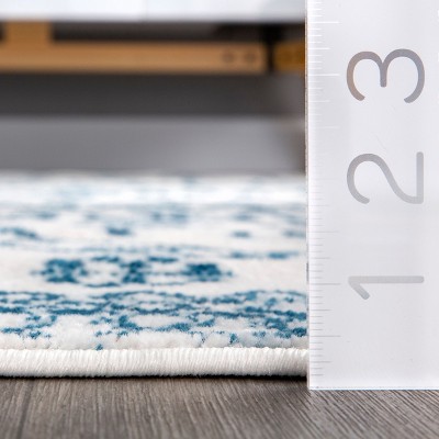 Sophisticated Blue Moroccan-Inspired Round Accent Rug, 3x5