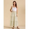 Women's Ruffle Splicing Drawstring Waist Maxi Skirt Summer Fall Casual Flowy Swing A Line Loose Fit Tiered Long Skirt - 2 of 4