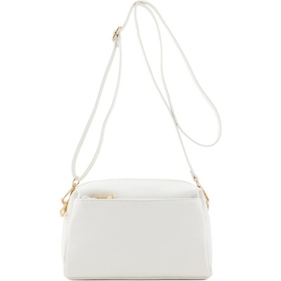 BEAFUP Triple Zip Small Crossbody Bag - Faux Leather Shoulder Bag with Gold Tone Hardware and Adjustable Strap - Zipper Closure for Everyday