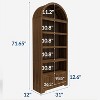 72" Arched Bookshelf with Storage Drawer, Modern 6-Tier Wood Display Cabinet, Open Shelves & Curved Door for Living Room & Kitchen - 2 of 4