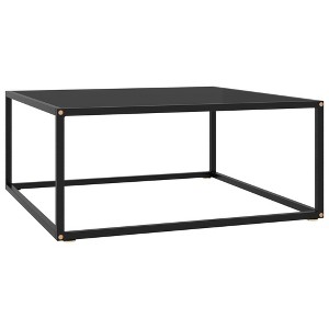 vidaXL Coffee Table Black with Black Glass 31.5"x31.5"x13.8" - 1 of 4