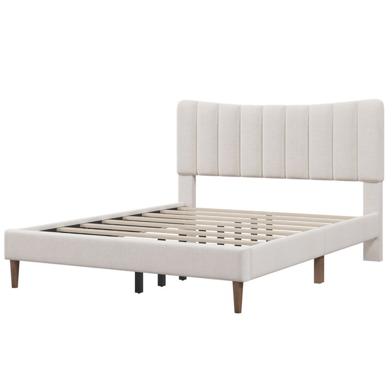 Modern Upholstered Wood Platform Bed Frame with Vertical Channel Tufted Headboard-ModernLuxe, 4 of 9