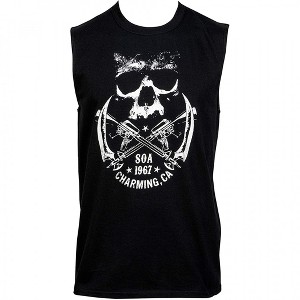 Mens Sons of Anarchy Crossed Weapons Logo and Back Print Sleeveless T-Shirt - 1 of 2