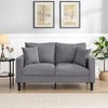 TiramisuBest 57" High Resilience Loveseat Sofa,Dark Gray Corduroy Upholstered - 2 of 4