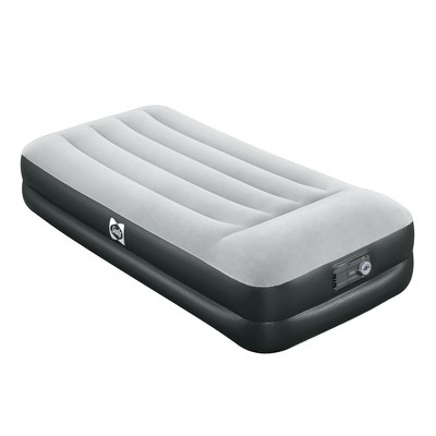 Sealy 94051E-BW High Single Person Inflatable Mattress Internal I-Beam Twin Airbed with Built-In AC Air Pump, Pillow Headrest, and Storage Bag