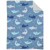 Everything Kids Navy and Light Blue Shark 4 Piece Toddler Bed Set - Comforter, Fitted Bottom Sheet, Flat Top Sheet, Reversible Pillowcase - 2 of 4