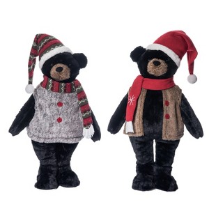Transpac Christmas Plush Lodge Standing Holiday Bear Set of 2 Christmas Home Decorations - 1 of 1