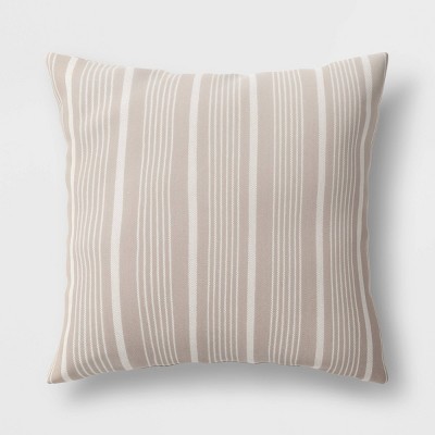 18"x18" Woven Striped Square Throw Pillow Neutral - Threshold™