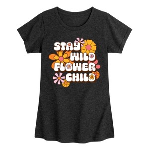 Girls' - Instant Message - Stay Wild Flower Child Fitted Short Sleeve Graphic T-Shirt - 1 of 4